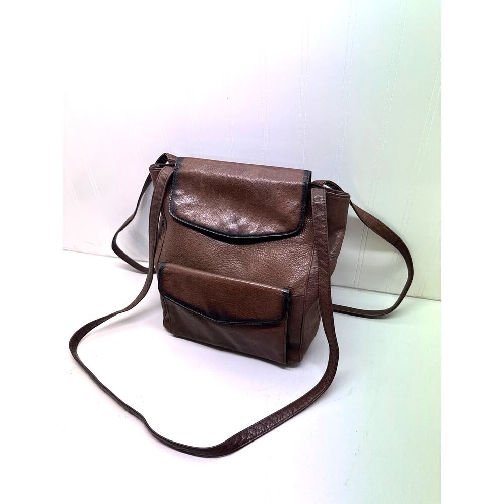 Vintage Leather Brown Purse Long Straps 70s Hippie Earth Textured Western Boho